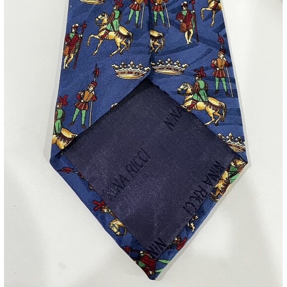 Nina Ricci MEN’s Silk Tie Multicolor Handmade France Medieval Design Rare 3.5”W - Picture 3 of 7
